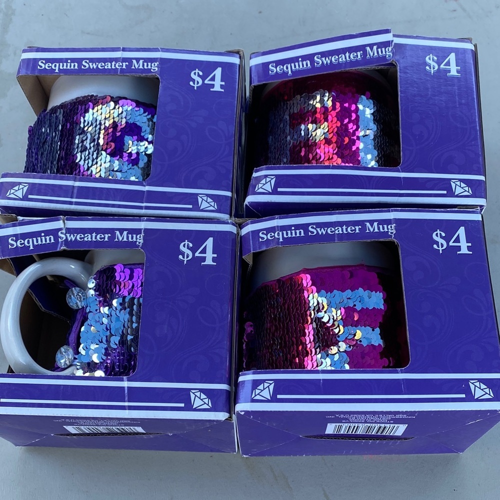 Sweater Mug with Purple and Pink Sequins Party Fun Purple Magenta